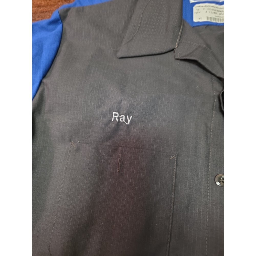 Mens vintage button down work shirt Red Kap Ray Gray and Company Cherries NWT - Picture 3 of 4
